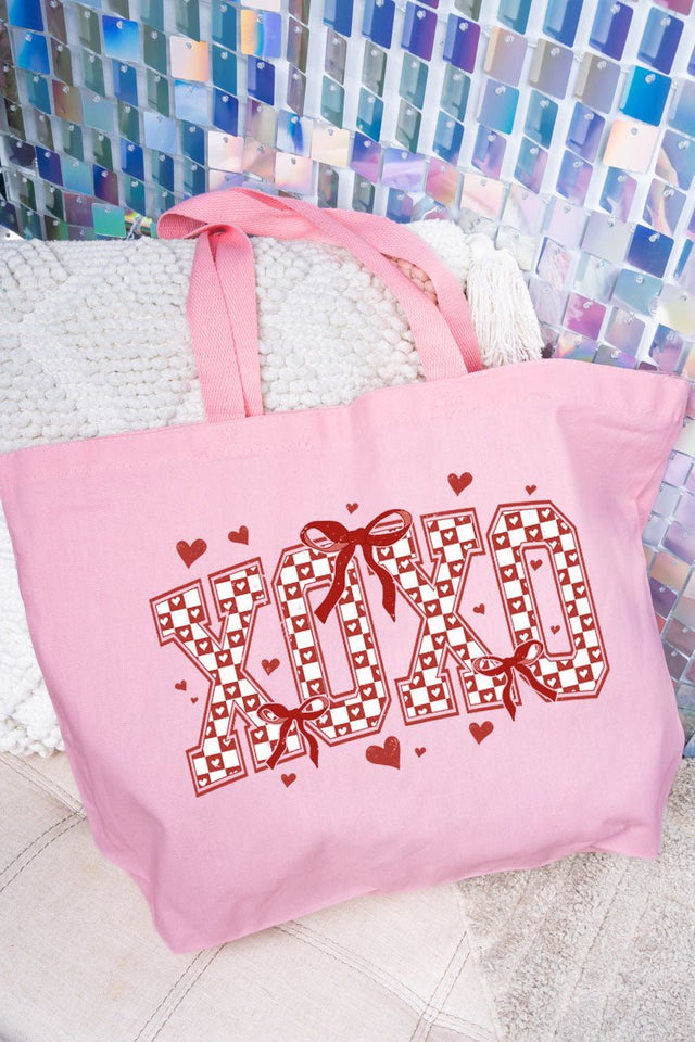 Girlie Red XOXO Canvas Jumbo Tote - Wholesale Accessory Market