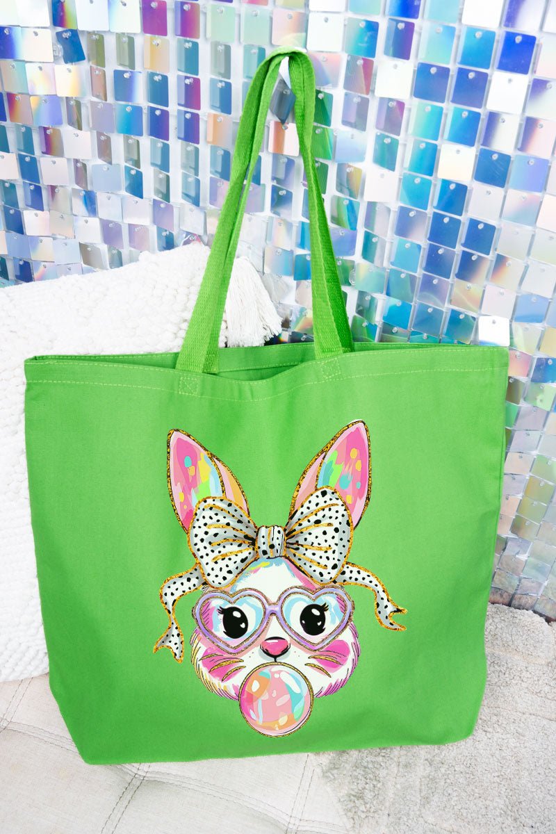 Glitzy Brushed Bunny Canvas Jumbo Tote - Wholesale Accessory Market