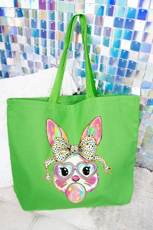 Glitzy Brushed Bunny Canvas Jumbo Tote - Wholesale Accessory Market