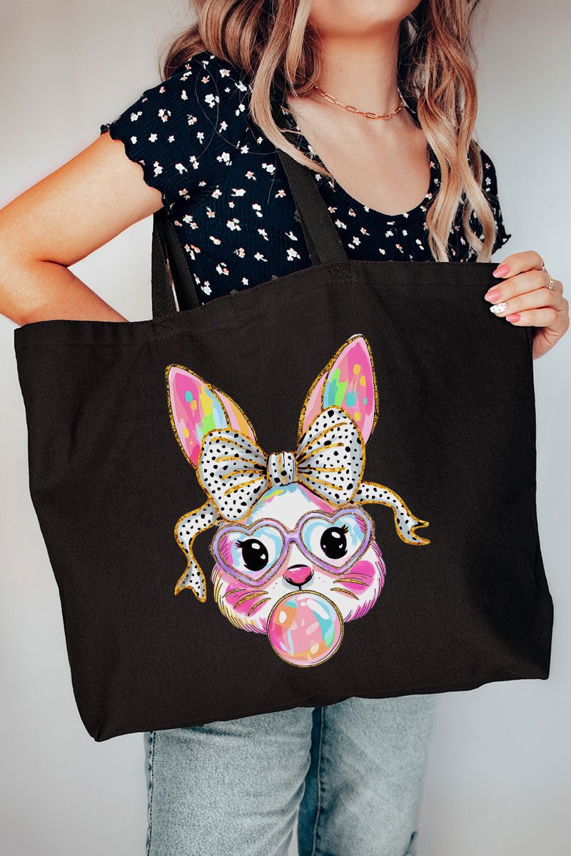 Glitzy Brushed Bunny Canvas Jumbo Tote - Wholesale Accessory Market