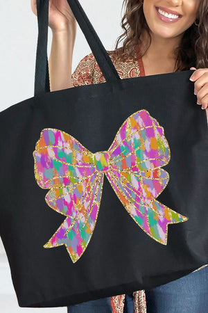 Glitzy Brushed Coquette Canvas Jumbo Tote - Wholesale Accessory Market