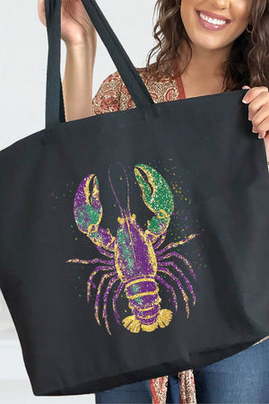 Glitzy Gras Crawfish Canvas Jumbo Tote - Wholesale Accessory Market