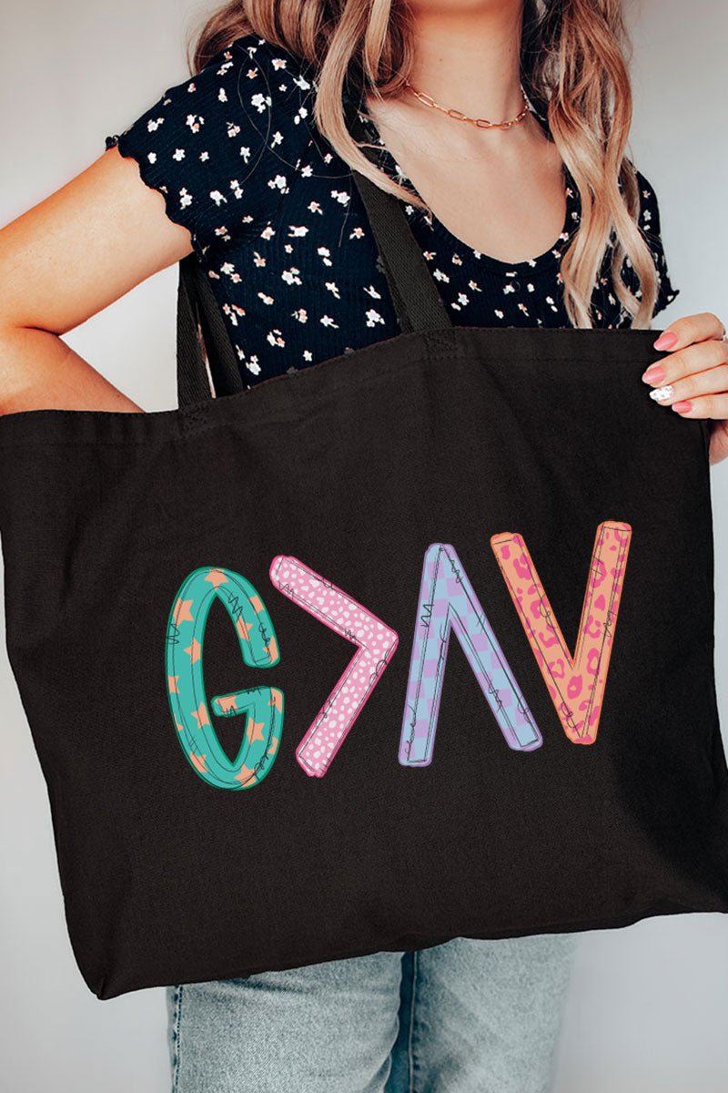God Is Greater Canvas Jumbo Tote - Wholesale Accessory Market