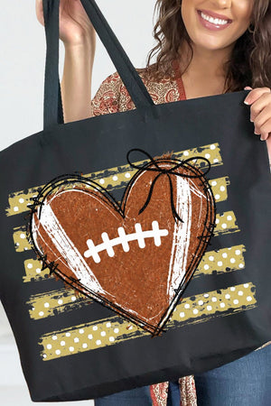 Gold Football Sweetheart Canvas Jumbo Tote - Wholesale Accessory Market