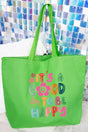 Good Day To Be Happy Canvas Jumbo Tote - Wholesale Accessory Market