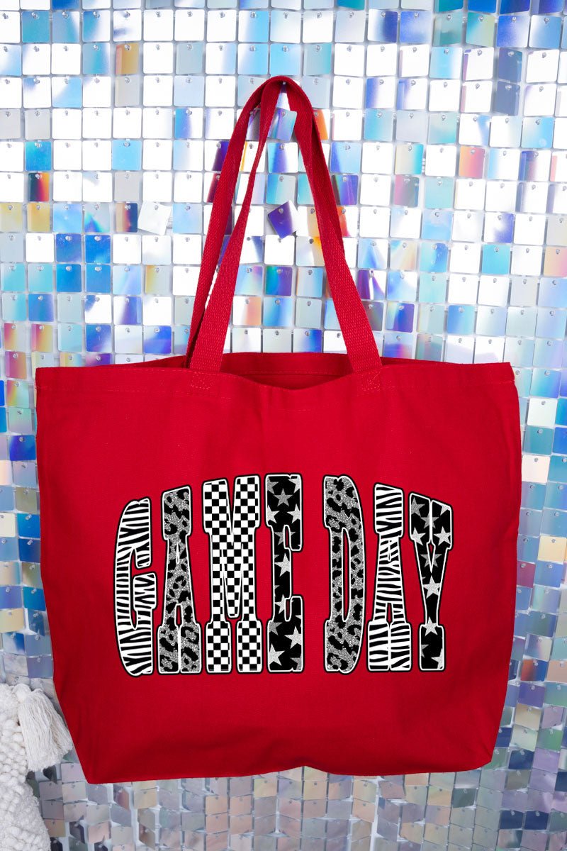 Groovy Game Day Check Canvas Jumbo Tote - Wholesale Accessory Market