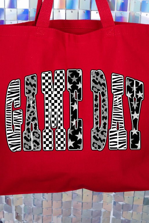 Groovy Game Day Check Canvas Jumbo Tote - Wholesale Accessory Market