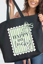 Happy Go Lucky Canvas Jumbo Tote - Wholesale Accessory Market