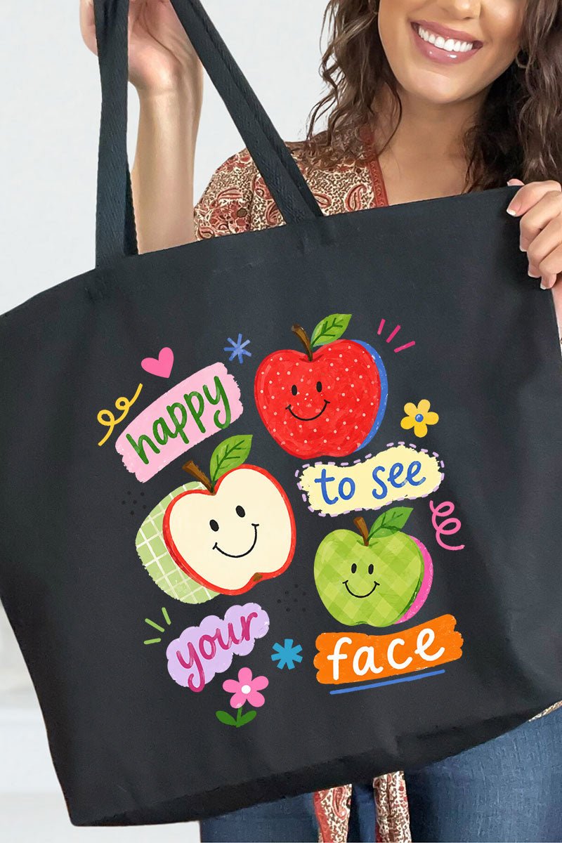 Happy To See Your Face Canvas Jumbo Tote - Wholesale Accessory Market