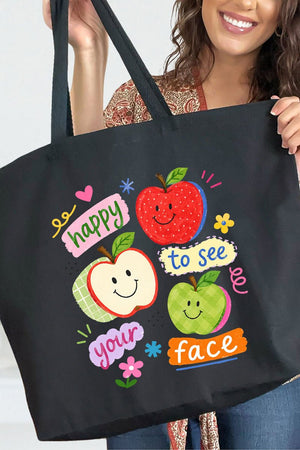 Happy To See Your Face Canvas Jumbo Tote - Wholesale Accessory Market