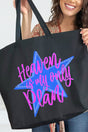 Heaven Is My Only Plan Canvas Jumbo Tote - Wholesale Accessory Market