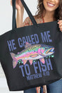 He Called Me To Fish Canvas Jumbo Tote - Wholesale Accessory Market