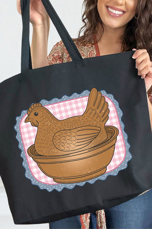 Hen & Home Canvas Jumbo Tote - Wholesale Accessory Market