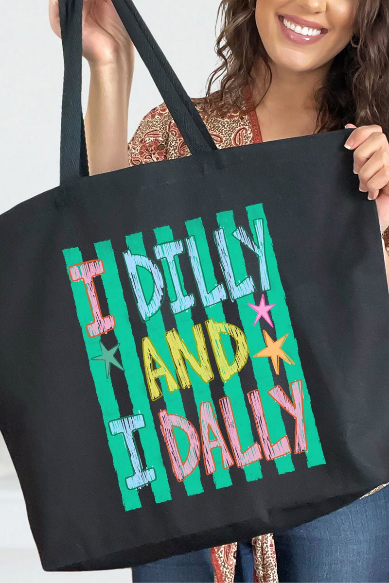 I Dilly & I Dally Canvas Jumbo Tote - Wholesale Accessory Market