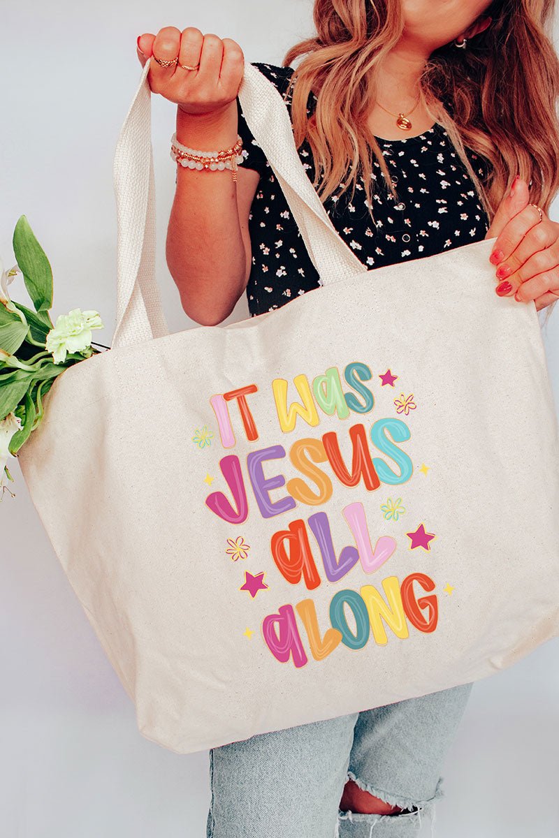 Jesus All Along Canvas Jumbo Tote - Wholesale Accessory Market