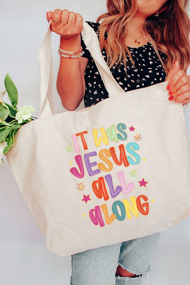 Jesus All Along Canvas Jumbo Tote - Wholesale Accessory Market