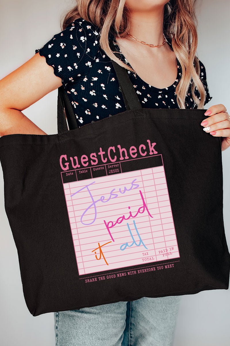 Jesus Got The Check Canvas Jumbo Tote - Wholesale Accessory Market