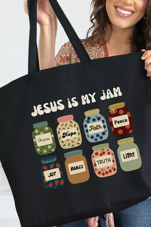 Jesus Is My Jam Canvas Jumbo Tote - Wholesale Accessory Market