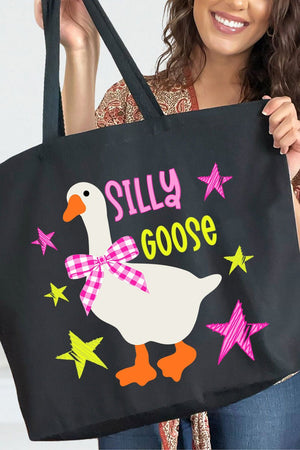Just A Silly Goose Canvas Jumbo Tote - Wholesale Accessory Market