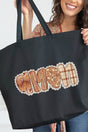Lace Autumn Amen Canvas Jumbo Tote - Wholesale Accessory Market