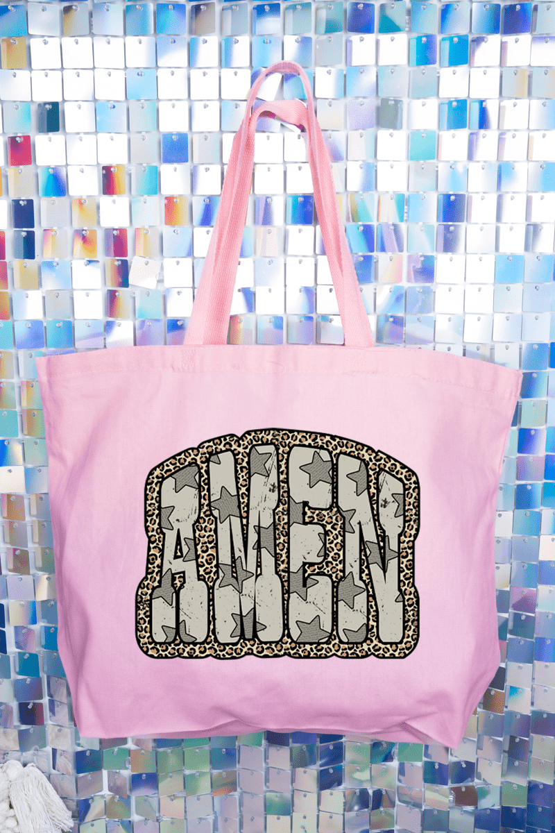 Leopard Star Amen Canvas Jumbo Tote - Wholesale Accessory Market