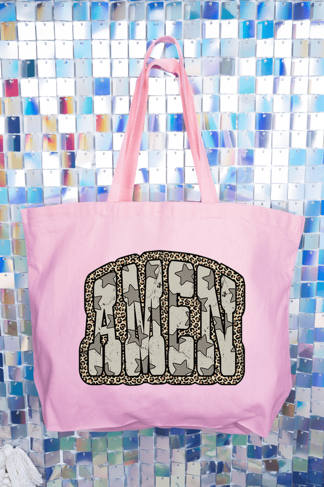 Leopard Star Amen Canvas Jumbo Tote - Wholesale Accessory Market