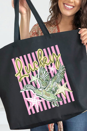 Lucky Duck Canvas Jumbo Tote - Wholesale Accessory Market