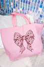 Magenta Chinoiserie Bow Canvas Jumbo Tote - Wholesale Accessory Market