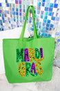 Mardi Gras Doodle Faux Glitter Canvas Jumbo Tote - Wholesale Accessory Market