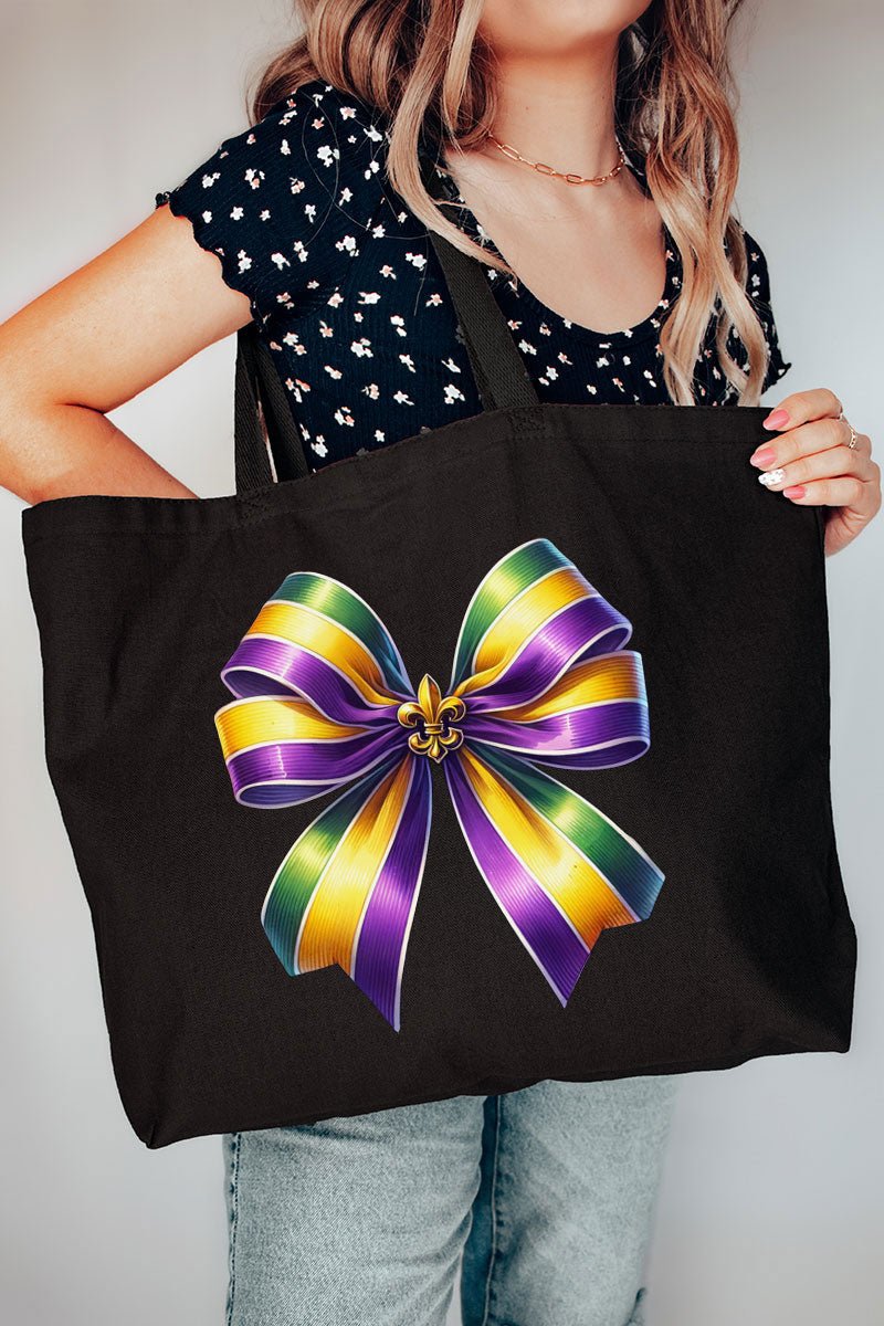Mardi Gras Ribbon Canvas Jumbo Tote - Wholesale Accessory Market