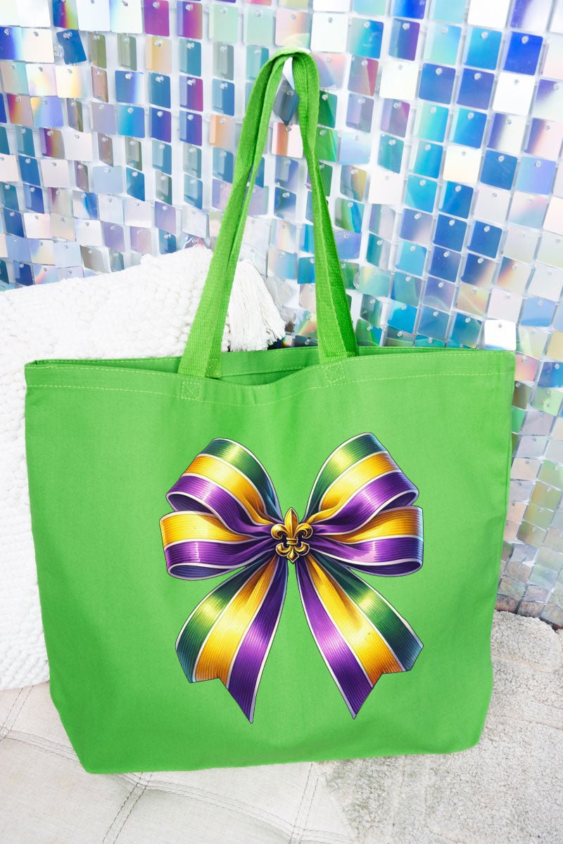 Mardi Gras Ribbon Canvas Jumbo Tote - Wholesale Accessory Market