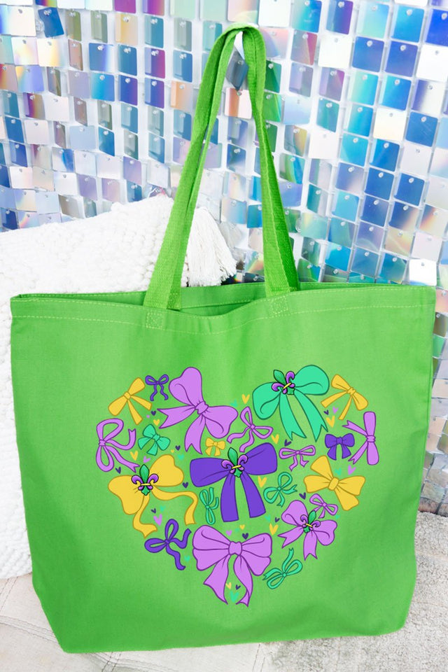Mardi Magic Bows Canvas Jumbo Tote - Wholesale Accessory Market