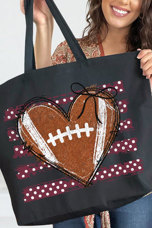 Maroon Football Sweetheart Canvas Jumbo Tote - Wholesale Accessory Market