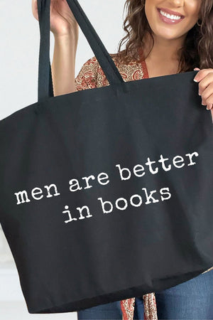 Men Are Better In Books Canvas Jumbo Tote - Wholesale Accessory Market