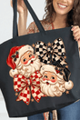 Merry Check Santa Canvas Jumbo Tote - Wholesale Accessory Market