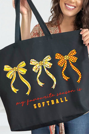 My Favorite Season Is Softball Canvas Jumbo Tote - Wholesale Accessory Market