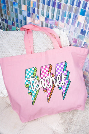 Neon Lightning Teacher Canvas Jumbo Tote - Wholesale Accessory Market