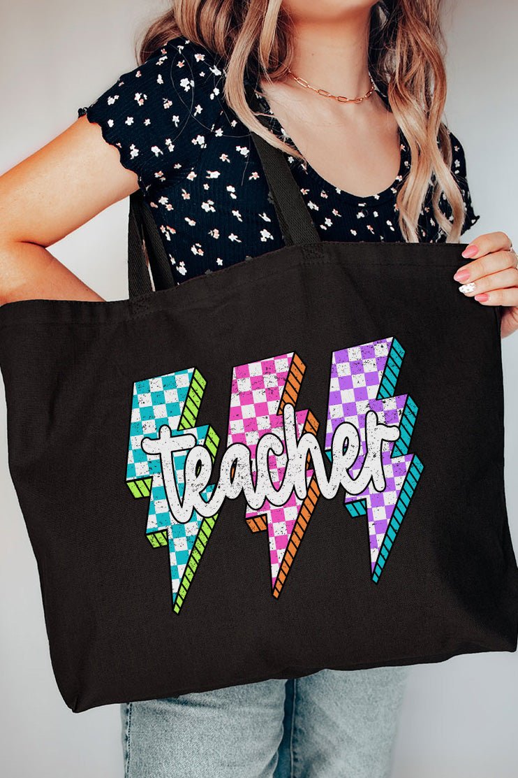 Neon Lightning Teacher Canvas Jumbo Tote - Wholesale Accessory Market