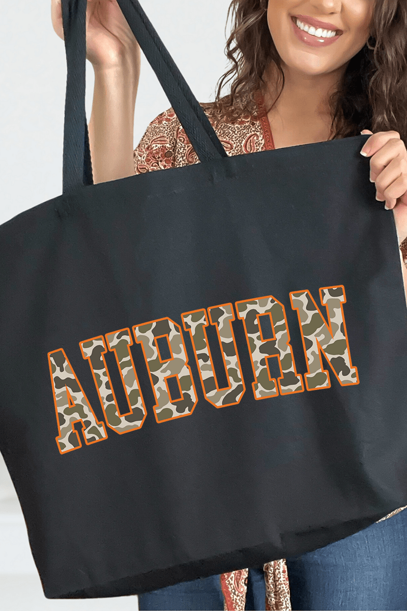 Orange Auburn Camo Canvas Jumbo Tote - Wholesale Accessory Market