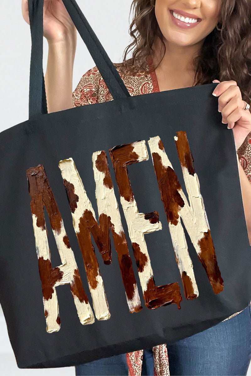Painted Cow Amen Canvas Jumbo Tote - Wholesale Accessory Market