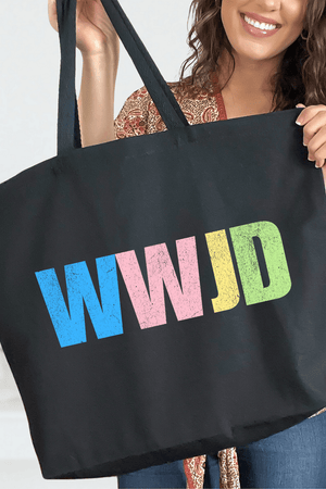 Pastel WWJD Canvas Jumbo Tote - Wholesale Accessory Market