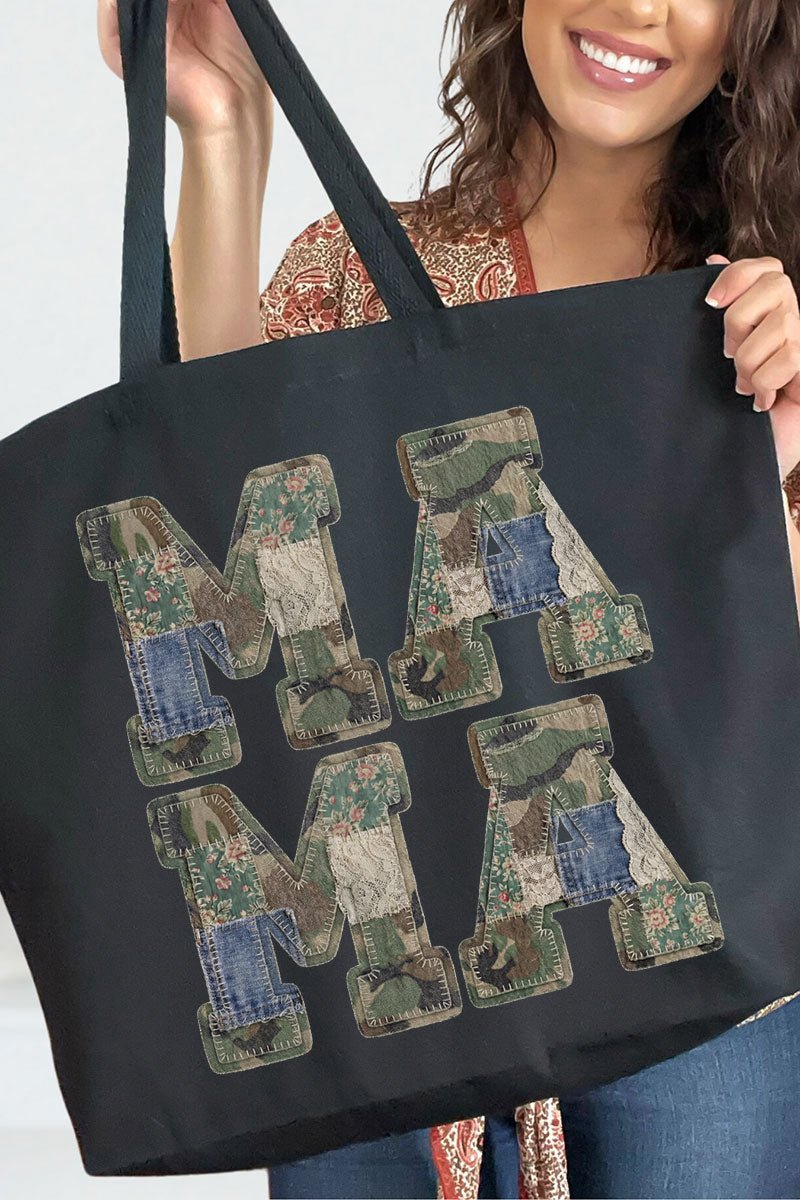 Patchwork Camo Mama Canvas Jumbo Tote - Wholesale Accessory Market
