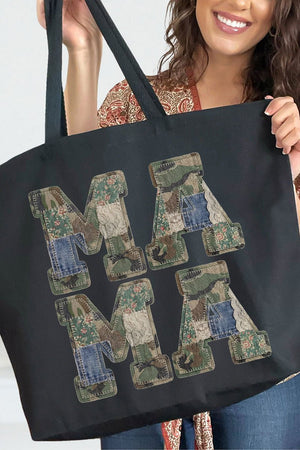 Patchwork Camo Mama Canvas Jumbo Tote - Wholesale Accessory Market