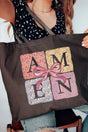 Patchwork Floral Amen Canvas Jumbo Tote - Wholesale Accessory Market