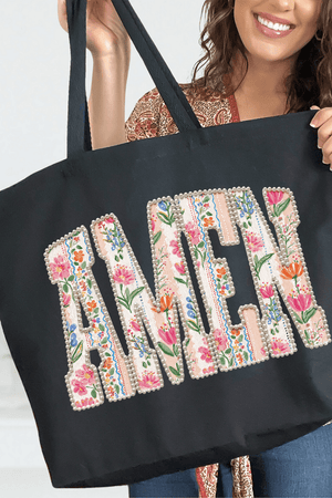 Pearls & Petals Amen Canvas Jumbo Tote - Wholesale Accessory Market