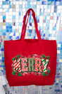 Peppermint Merry Canvas Jumbo Tote - Wholesale Accessory Market