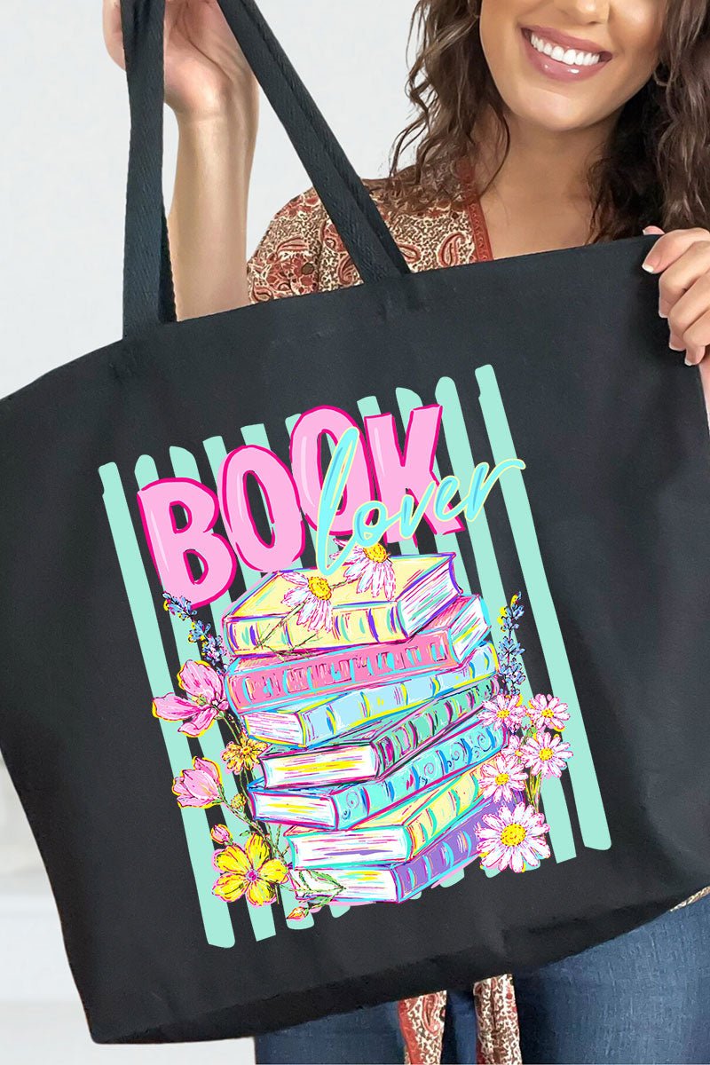 Petals & Paperback Book Lover Canvas Jumbo Tote - Wholesale Accessory Market