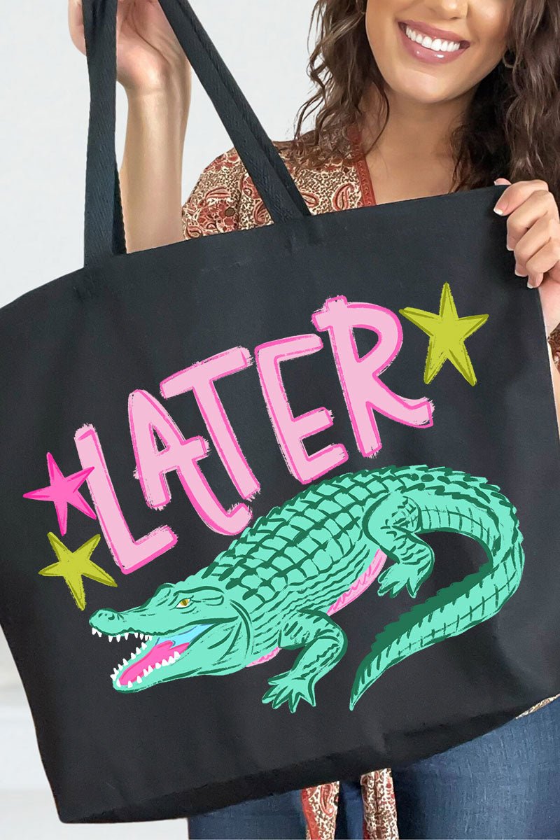 Pink Later Gator Canvas Jumbo Tote - Wholesale Accessory Market