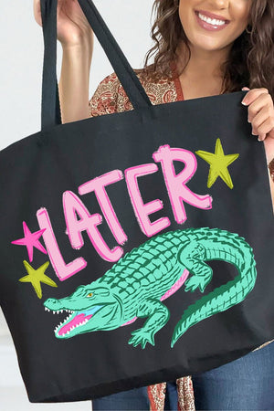 Pink Later Gator Canvas Jumbo Tote - Wholesale Accessory Market