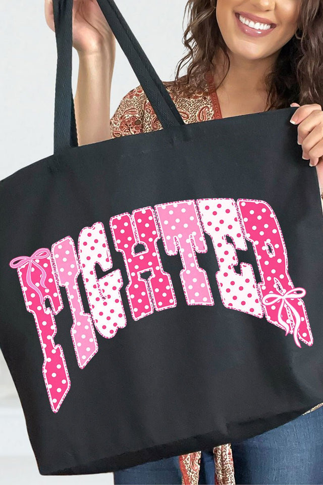 Pink Polka Pop Fighter Canvas Jumbo Tote - Wholesale Accessory Market